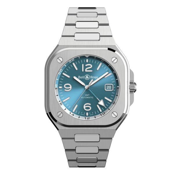 Bell & Ross BR 05 GMT Sky Blue automatic blue dial steel bracelet 41 mm