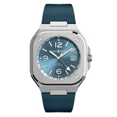 Bell & Ross BR 05 GMT Sky Blue automatic blue dial rubber strap 41 mm