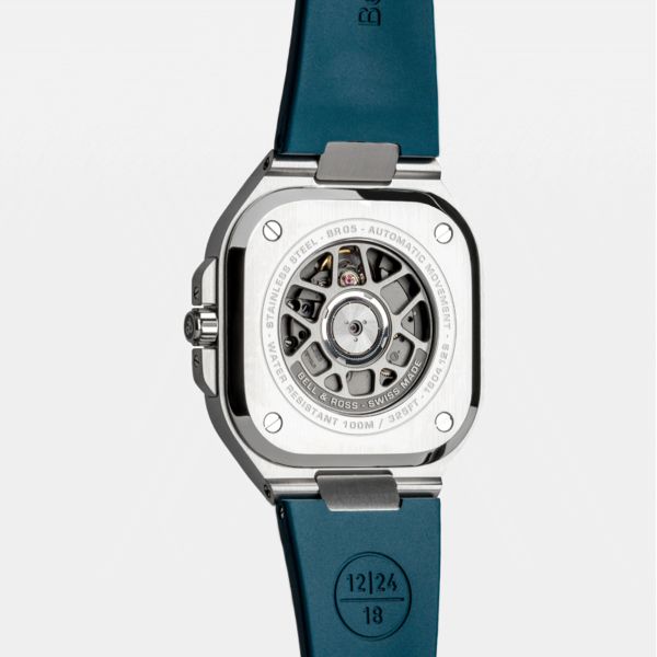 Montre Bell & Ross BR 05 GMT Sky Blue automatique cadran bleu bracelet caoutchouc 41 mm