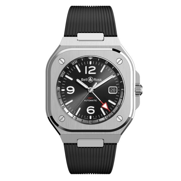 Montre Bell & Ross BR 05 GMT automatique cadran noir bracelet caoutchouc 41 mm