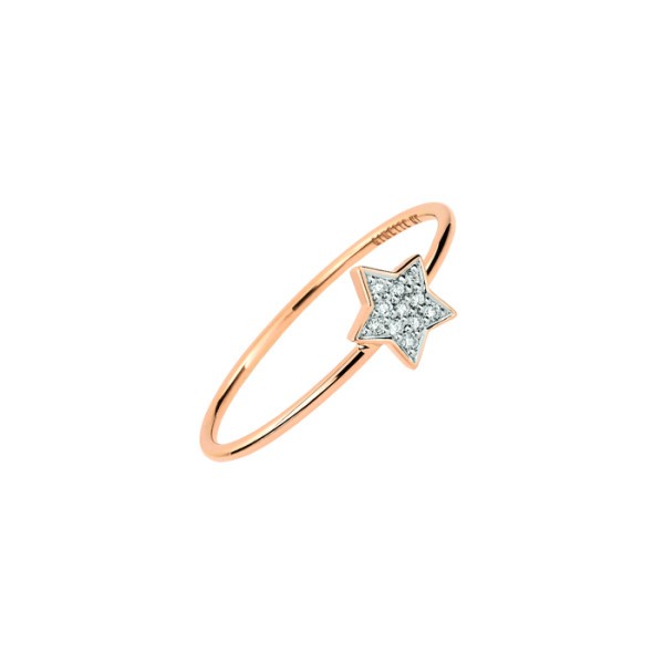Bague Ginette NY Mini étoile Tiny Diams en or rose et diamants