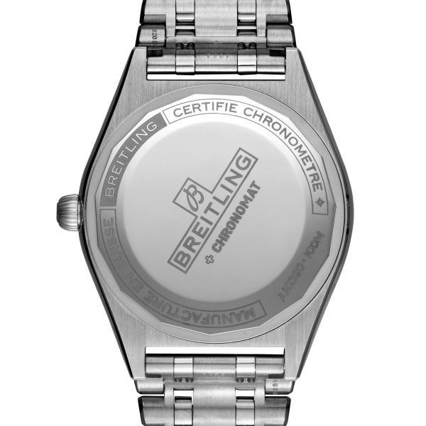 Breitling Chronomat Diamants Red Gold automatic watch white mother-of-pearl dial steel bracelet 36 mm