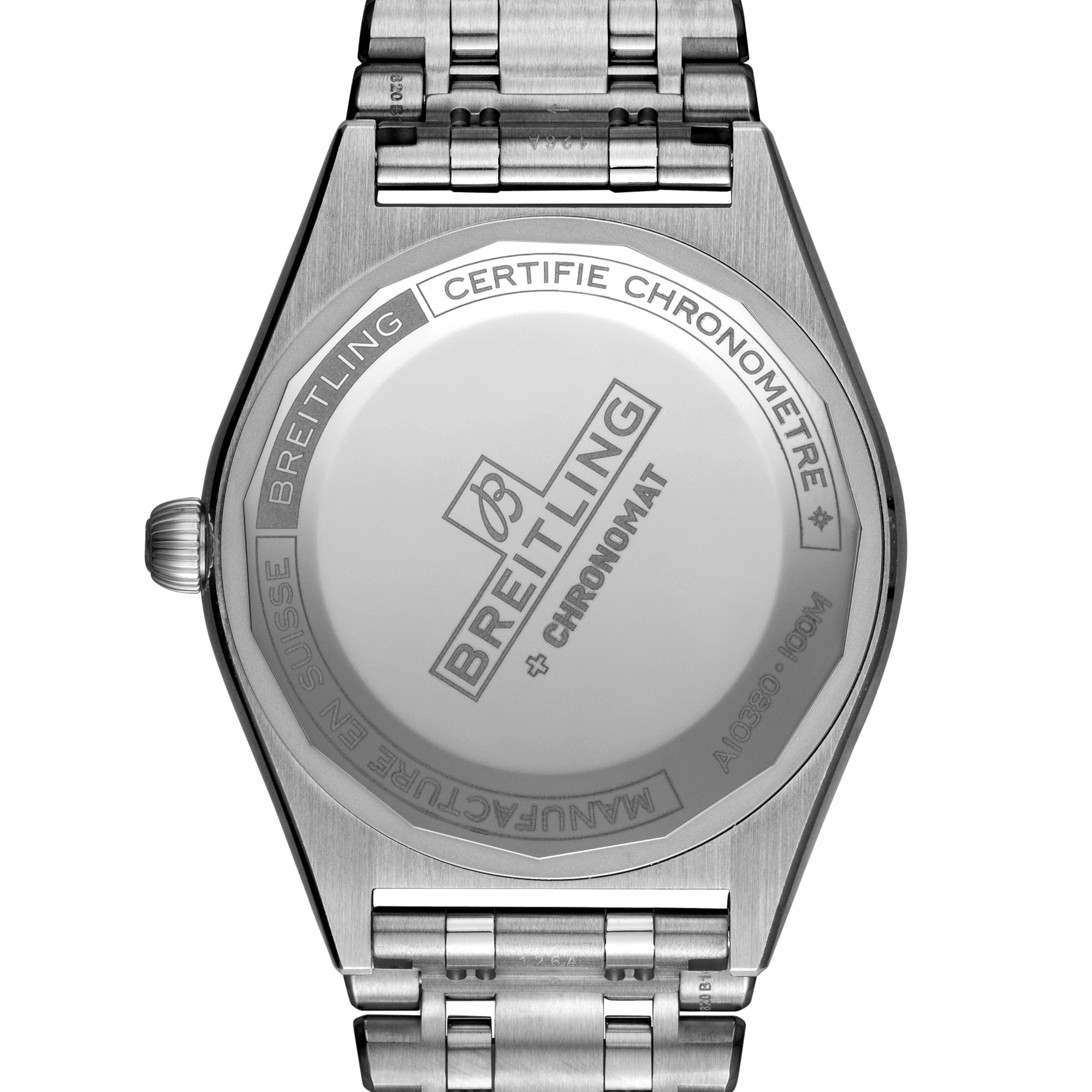 Breitling Chronomat Diamants Red Gold automatic watch white mother-of-pearl dial steel bracelet 36 mm