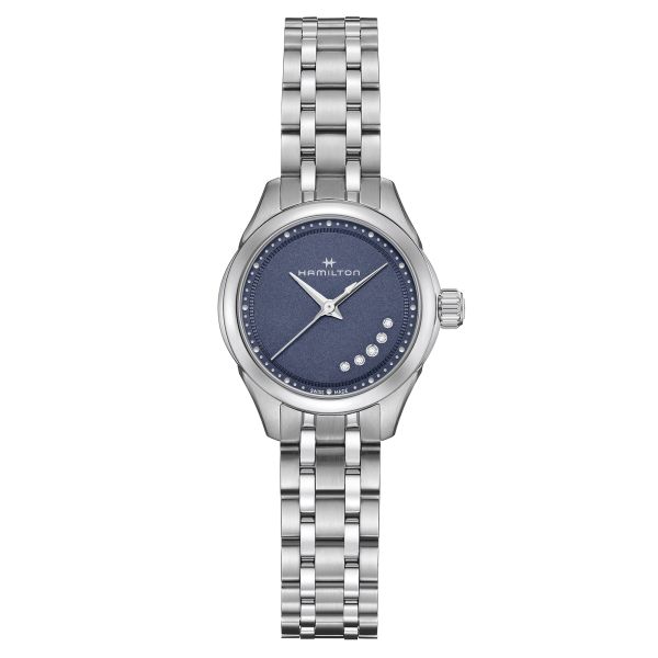 Hamilton Jazzmaster Lady quartz watch blue mother-of-pearl dial steel bracelet 26 mm