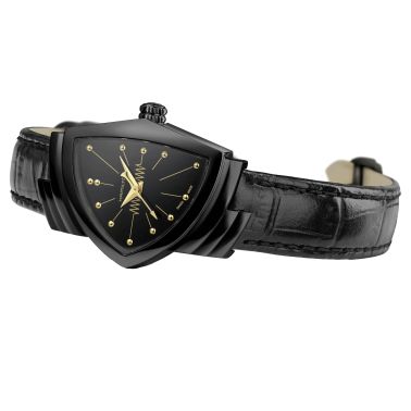 Montre Hamilton Ventura S PVD noir quartz cadran noir bracelet cuir noir 24 x 37,4 mm H24201730