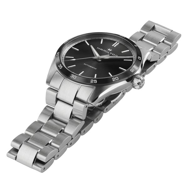 Montre Hamilton Jazzmaster Performer automatique cadran noir bracelet acier 38 mm H36205130