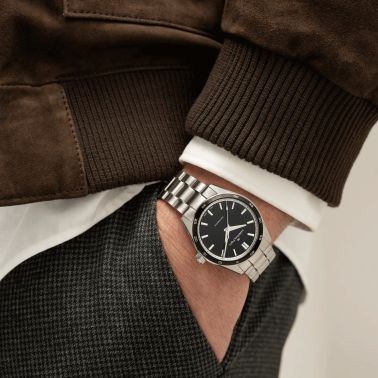 Hamilton Jazzmaster Performer automatic watch black dial steel bracelet 38 mm