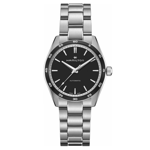 Hamilton Jazzmaster Performer automatic watch black dial steel bracelet 38 mm