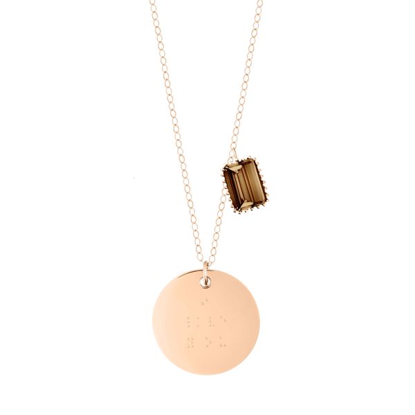 Ginette NY Jumbo Braille necklace in rose gold and smoky quartz