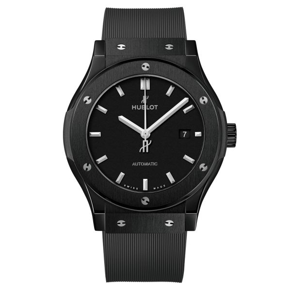 Hublot Classic Fusion Black Magic automatic watch black dial black rubber strap 42 mm