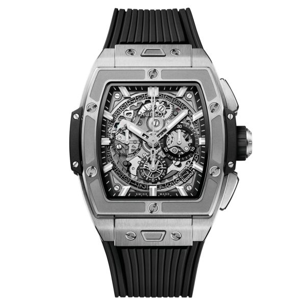 Montre Hublot Spirit of Big Bang Titanium automatique cadran squelette bracelet caoutchouc 42 mm 642.NX.0170.RX