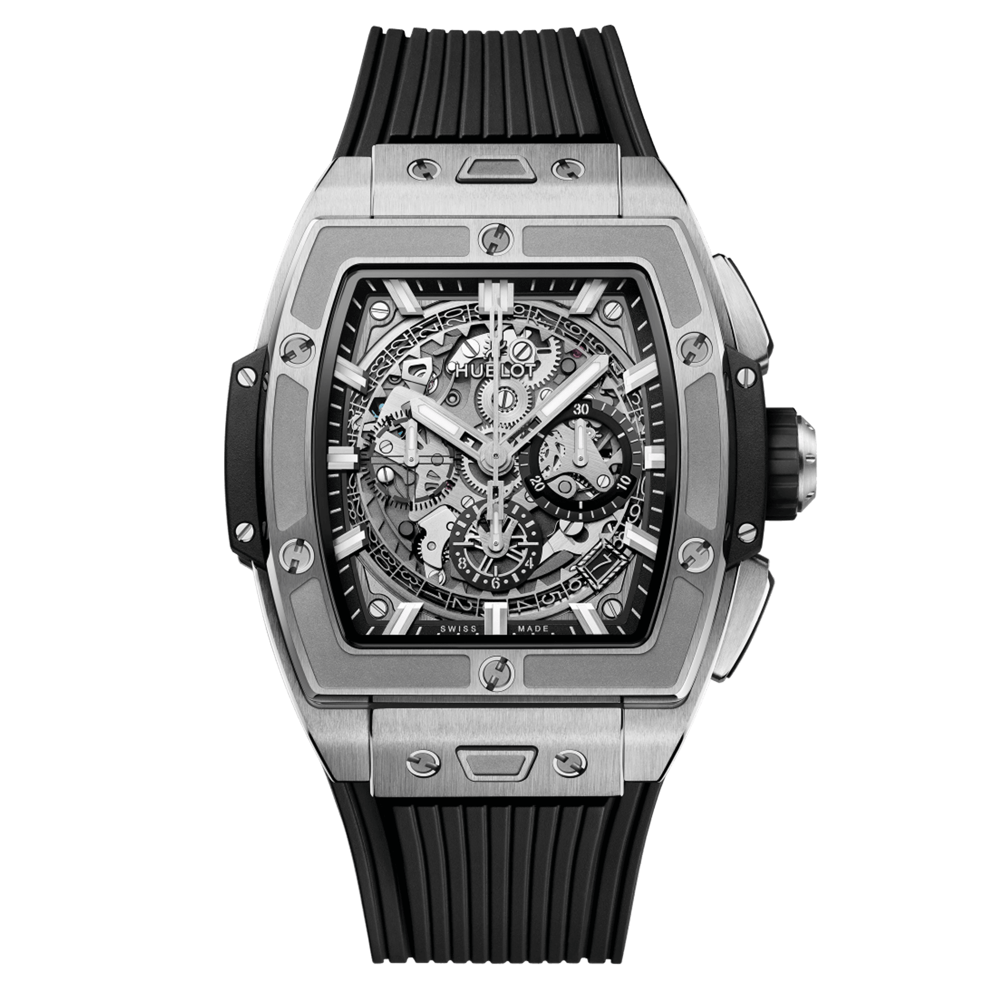Hublot Spirit of Big Bang Titanium automatic watch skeleton dial rubber strap 42 mm