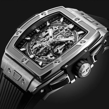 Hublot Spirit of Big Bang Titanium automatic watch skeleton dial rubber strap 42 mm
