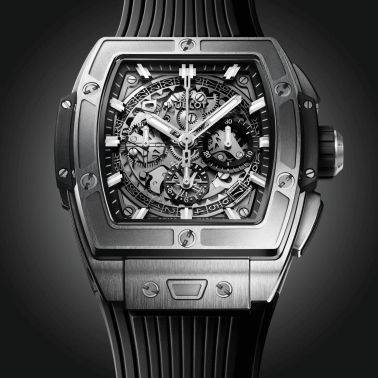 Hublot Spirit of Big Bang Titanium automatic watch skeleton dial rubber strap 42 mm