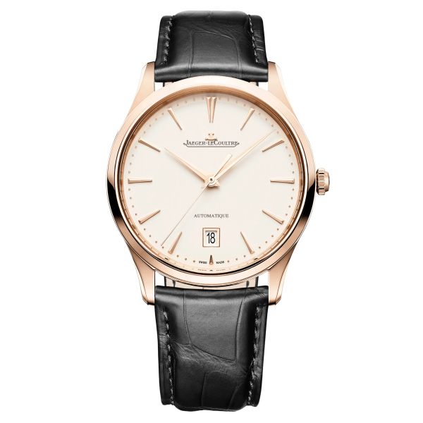 Montre Jaeger-LeCoultre Master Ultra Thin Date Or Rose automatique cadran beige bracelet cuir noir 39 mm Q1232511