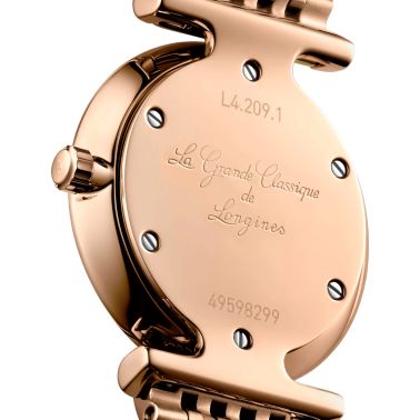 Montre Longines La Grande Classique PVD rose quartz index diamants cadran rouge bracelet acier pvd 24 mm L4.209.1.90.8