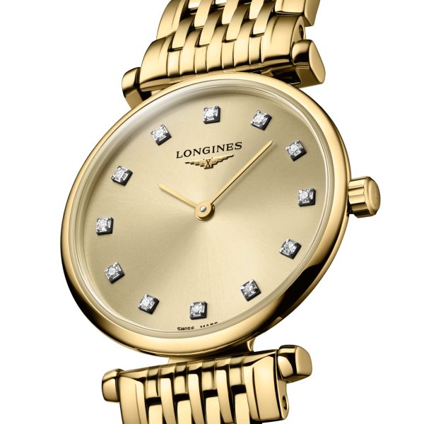 Montre Longines La Grande Classique PVD jaune quartz index diamants cadran doré bracelet acier pvd 24 mm L4.209.2.37.8