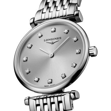 Montre Longines La Grande Classique quartz index diamants cadran gris bracelet acier 24 mm L4.209.4.70.6