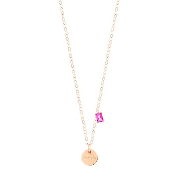 Ginette NY Jumbo Braille necklace in rose gold and pink topaz