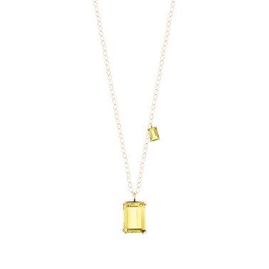 Collier Ginette NY Duo Cocktail en or rose et quartz lemon COKLQ2