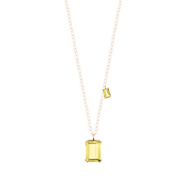 Ginette NY Duo Cocktail necklace in rose gold and lemon quartz