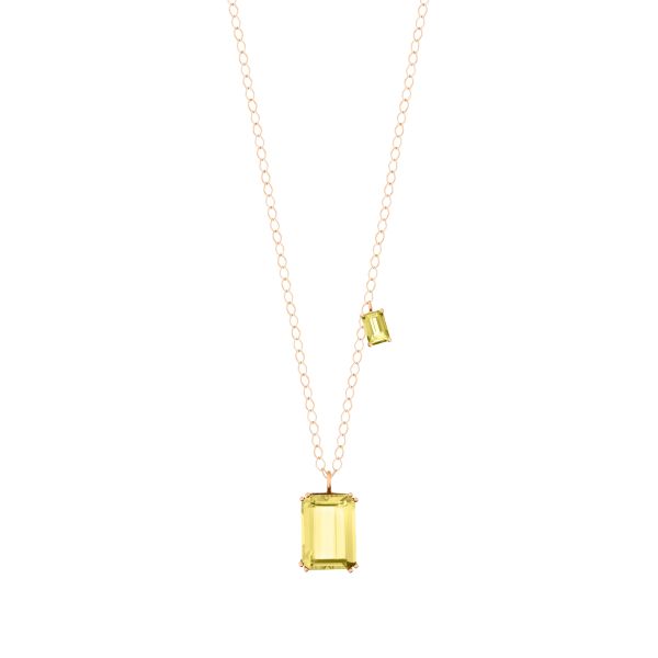 Collier Ginette NY Duo Cocktail en or rose et quartz lemon COKLQ2