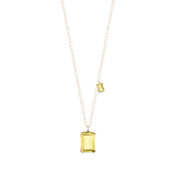 Ginette NY Duo Cocktail necklace in rose gold and lemon quartz