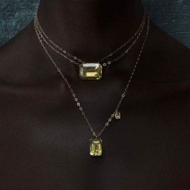 Ginette NY Duo Cocktail necklace in rose gold and lemon quartz