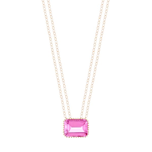 Ginette NY Jumbo Cocktail necklace in rose gold and pink topaz
