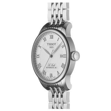 Montre Tissot T-Classic Le Locle Powermatic 80 cadran argent bracelet acier 39,3 mm T006.407.11.033.00