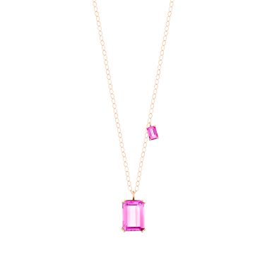 Collier Ginette NY Duo Cocktail en or rose et topaze rose COKPT2