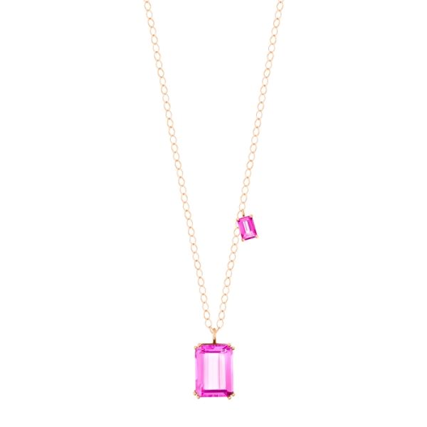 Collier Ginette NY Duo Cocktail en or rose et topaze rose COKPT2