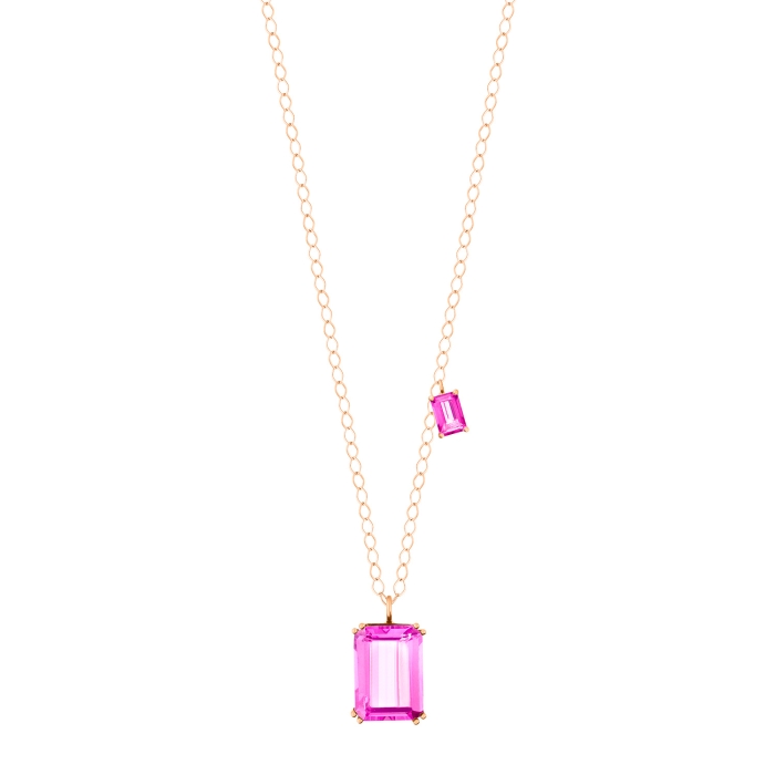 Collier Ginette NY Duo Cocktail en or rose et topaze rose COKPT2