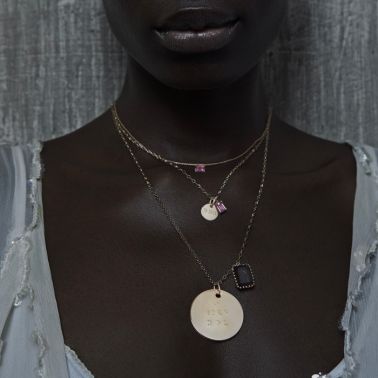 Collier Ginette NY mini Cocktail en or rose et topaze rose COKPT3