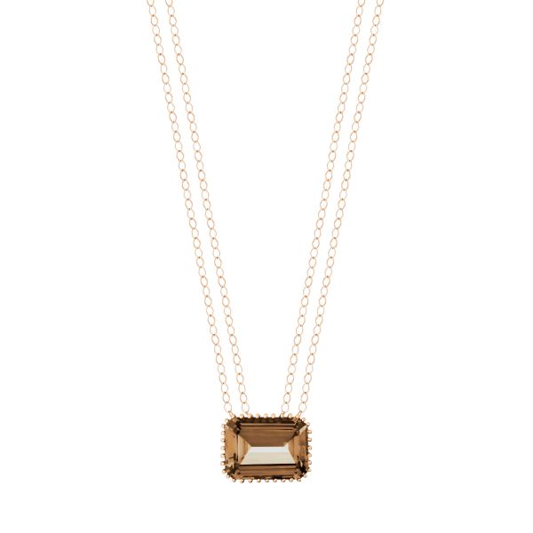 Ginette NY Jumbo Cocktail necklace in rose gold and smoky quartz