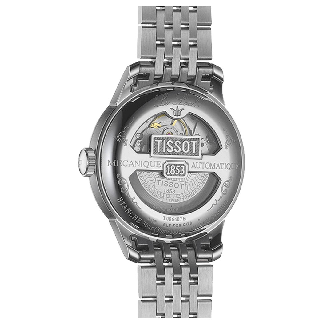 Montre Tissot T-Classic Le Locle Powermatic 80 cadran argent bracelet acier 39,3 mm T006.407.11.033.00