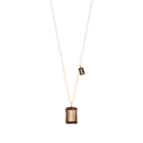 Ginette NY Duo Cocktail necklace in rose gold and smoked quartz