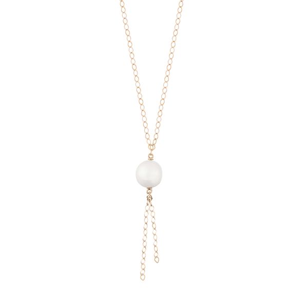 Collier Ginette NY Cocktail en or rose et perle blanche PE1