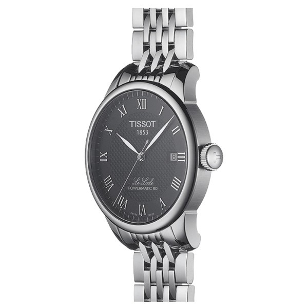 Montre Tissot T-Classic Le Locle Powermatic 80 cadran noir bracelet acier 39,3 mm T006.407.11.053.00
