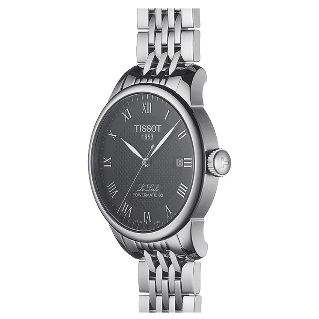 Montre Tissot T-Classic Le Locle Powermatic 80 cadran noir bracelet acier 39,3 mm T006.407.11.053.00