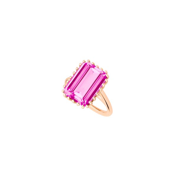 Ring Ginette NY VertiCal Cocktail in rose gold and pink topaz