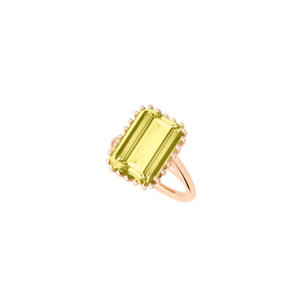 Bague Ginette NY VertiCal Cocktail en or rose et quartz lemon RCOKLQ2