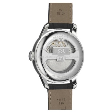 Montre Tissot T-Classic Le Locle Powermatic 80 cadran argent bracelet cuir noir 39,3 mm