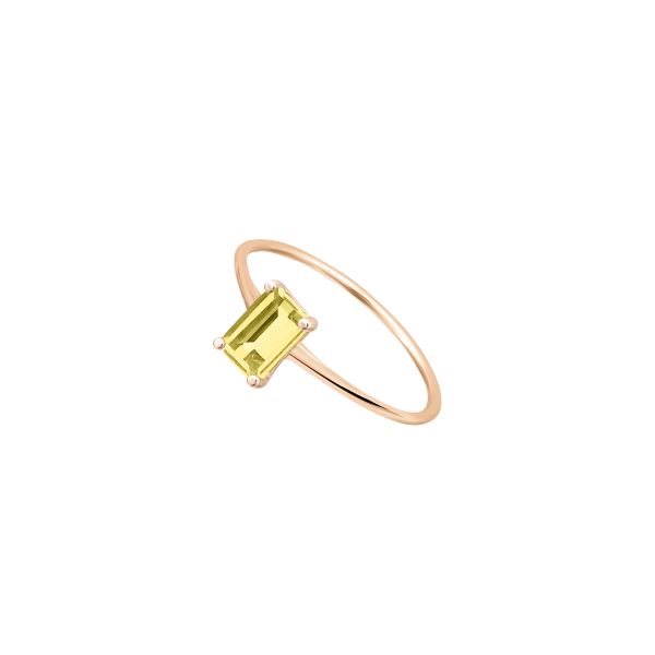 Ginette NY mini Cocktail ring in rose gold and lemon quartz