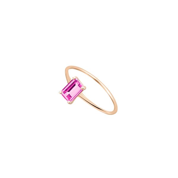 Ring Ginette NY mini Cocktail in rose gold and pink topaz