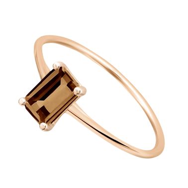 Ginette NY mini Cocktail ring in rose gold and smoky quartz