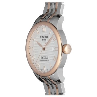 Montre Tissot T-Classic Le Locle Powermatic 80 cadran argent bracelet acier bicolore 39,3 mm
