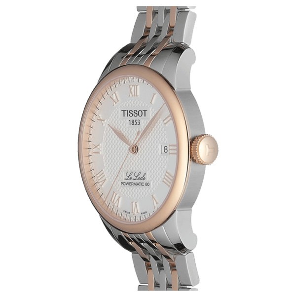 Montre Tissot T-Classic Le Locle Powermatic 80 cadran argent bracelet acier bicolore 39,3 mm