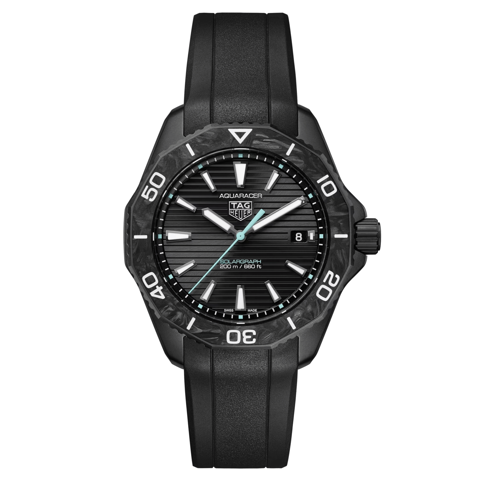 TAG Heuer Aquaracer Professional 200 Solargraph solar watch black dial black rubber strap 40 mm WBP1112.FT6199