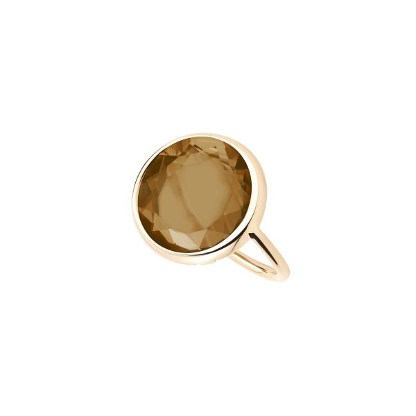 Ginette NY Cocktail Disc Ring in rose gold and smoky quartz